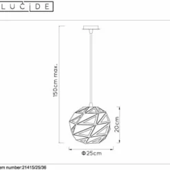 Luminaires Scandinaves-Luminaires Lucide Suspension Lucide MALUNGA Gris, 1 lumière