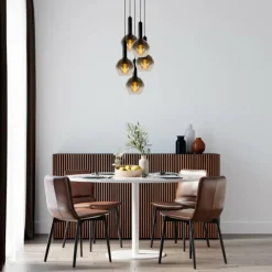 Suspension Verre Fumé-Luminaires Lucide Suspension Lucide MARIUS Noir, 5 lumières