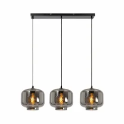 Suspension Verre Fumé-Luminaires Lucide Suspension Lucide MEDINE Noir, 3 lumières