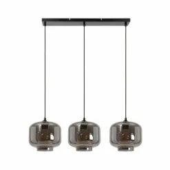 Suspension Verre Fumé-Luminaires Lucide Suspension Lucide MEDINE Noir, 3 lumières