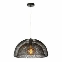 Lampes Vintages & Rétros-Luminaires Lucide Suspension Lucide MESH Gris, 1 lumière