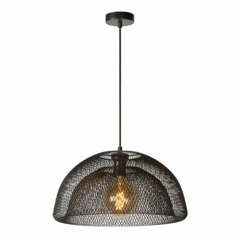 Lampes Vintages & Rétros-Luminaires Lucide Suspension Lucide MESH Gris, 1 lumière