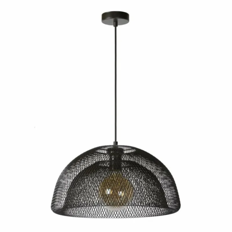 Lampes Vintages & Rétros-Luminaires Lucide Suspension Lucide MESH Gris, 1 lumière