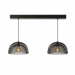Lampes Vintages & Rétros-Luminaires Lucide Suspension Lucide MESH Gris, 2 lumières