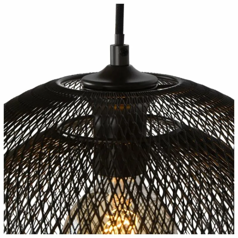 Lampes Vintages & Rétros-Luminaires Lucide Suspension Lucide MESH Gris, 2 lumières