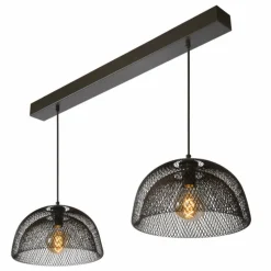 Lampes Vintages & Rétros-Luminaires Lucide Suspension Lucide MESH Gris, 2 lumières