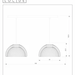 Lampes Vintages & Rétros-Luminaires Lucide Suspension Lucide MESH Gris, 2 lumières