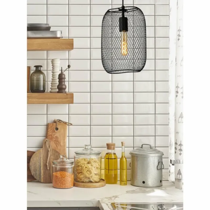Lampes Vintages & Rétros-Luminaires Lucide Suspension Lucide MESH Noir, 1 lumière