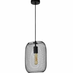 Lampes Vintages & Rétros-Luminaires Lucide Suspension Lucide MESH Noir, 1 lumière