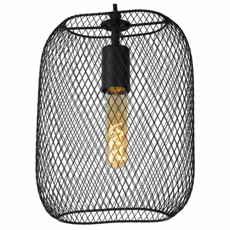 Lampes Vintages & Rétros-Luminaires Lucide Suspension Lucide MESH Noir, 1 lumière