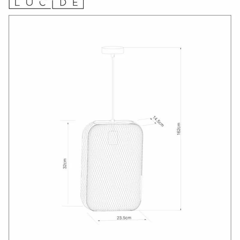 Lampes Vintages & Rétros-Luminaires Lucide Suspension Lucide MESH Noir, 1 lumière