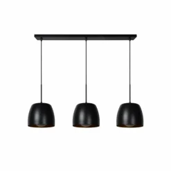 Luminaires Rustiques-Luminaires Lucide Suspension Lucide NOLAN Noir, 3 lumières