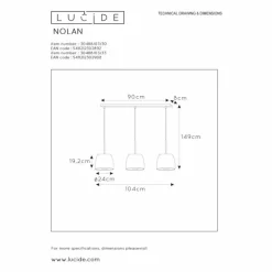 Luminaires Rustiques-Luminaires Lucide Suspension Lucide NOLAN Noir, 3 lumières