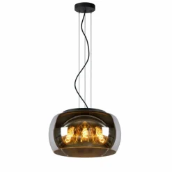 Suspension Verre Fumé-Luminaires Lucide Suspension Lucide OLIVIA Noir, 3 lumières
