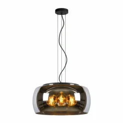 Suspension Verre Fumé-Luminaires Lucide Suspension Lucide OLIVIA Noir, 3 lumières