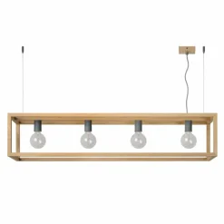 Lampes Industrielles-Luminaires Lucide Suspension Lucide ORIS Bois foncé, 4 lumières