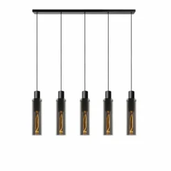 Suspension Verre Fumé-Luminaires Lucide Suspension Lucide ORLANDO Gris, Rouille, 5 lumières