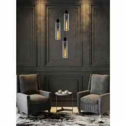Suspension Verre Fumé-Luminaires Lucide Suspension Lucide ORLANDO Gris, Rouille, 3 lumières