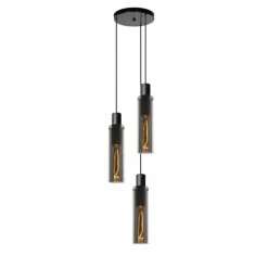 Suspension Verre Fumé-Luminaires Lucide Suspension Lucide ORLANDO Gris, Rouille, 3 lumières