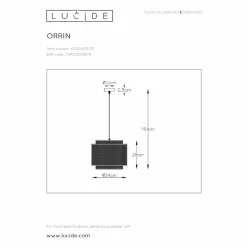 Luminaires Rustiques-Luminaires Lucide Suspension Lucide ORRIN Noir, 1 lumière