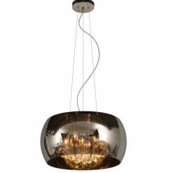 Suspension Verre Fumé-Luminaires Lucide Suspension Lucide PEARL Chrome, 5 lumières