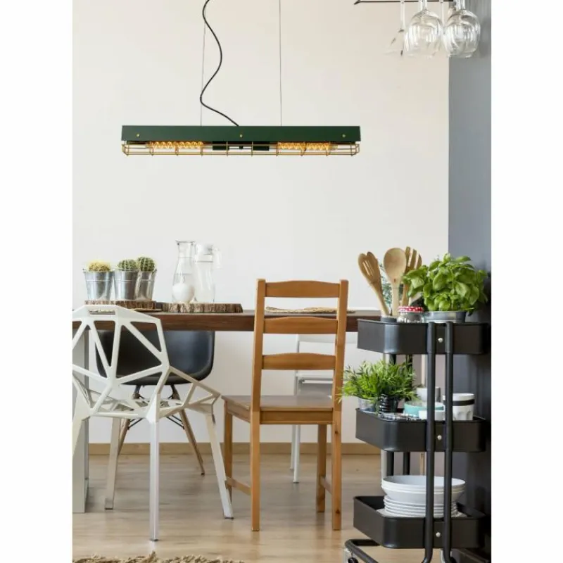 Lampes Dorées-Luminaires Lucide Suspension Lucide PENIGUET Vert, 2 lumières