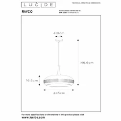 Lampes Vintages & Rétros-Luminaires Lucide Suspension Lucide RAYCO Gris, 1 lumière