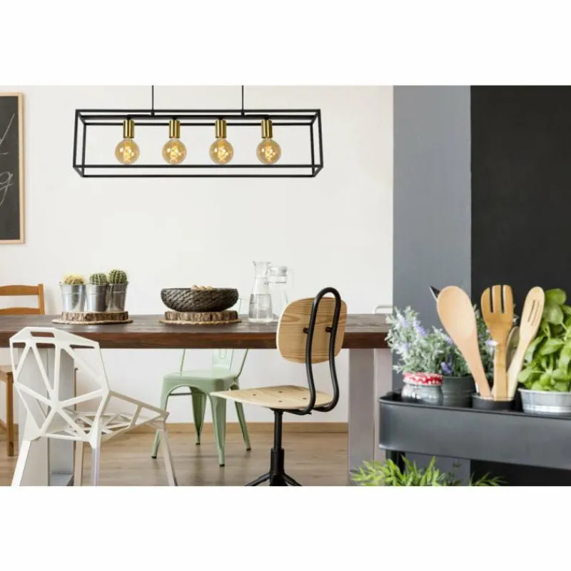 Luminaires Rustiques-Luminaires Lucide Suspension Lucide RUBEN Noir, 4 lumières