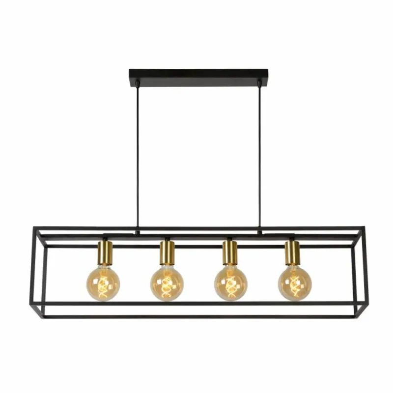 Luminaires Rustiques-Luminaires Lucide Suspension Lucide RUBEN Noir, 4 lumières