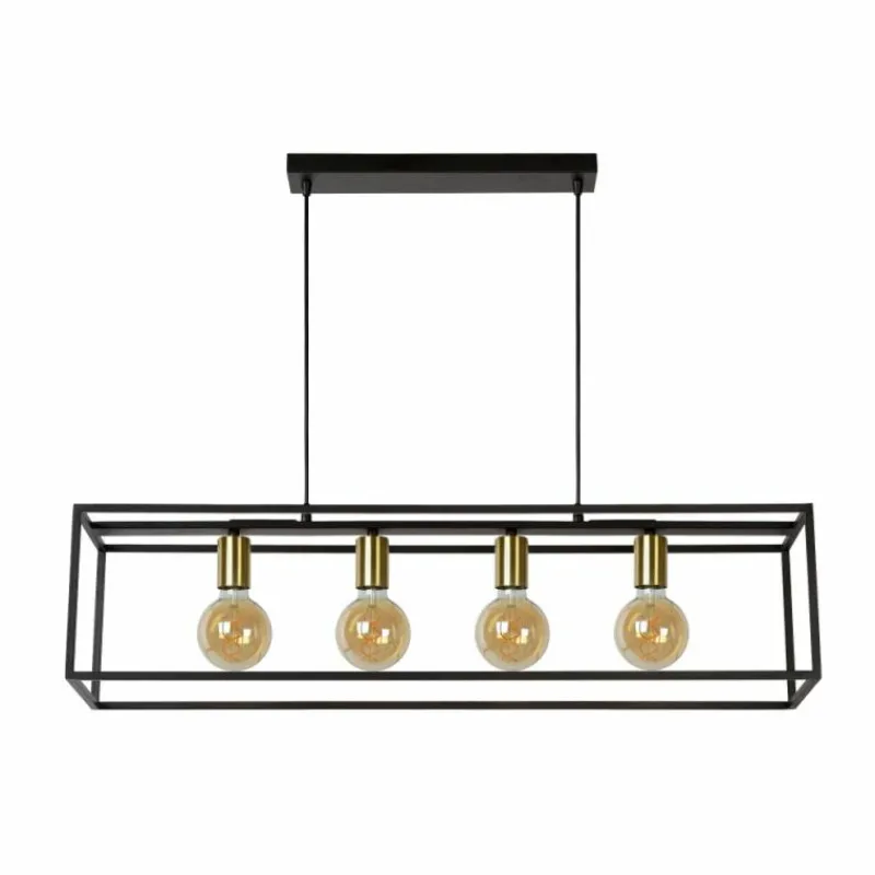 Luminaires Rustiques-Luminaires Lucide Suspension Lucide RUBEN Noir, 4 lumières