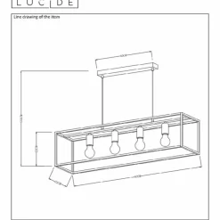 Luminaires Rustiques-Luminaires Lucide Suspension Lucide RUBEN Noir, 4 lumières