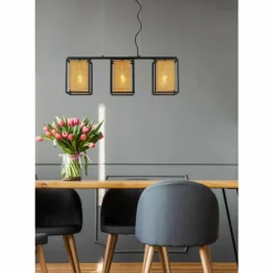 Lampes Dorées-Luminaires Lucide Suspension Lucide SANSA Noir, 3 lumières