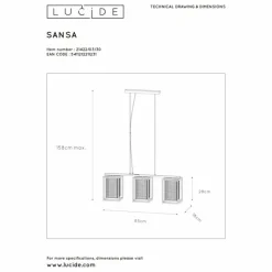 Lampes Dorées-Luminaires Lucide Suspension Lucide SANSA Noir, 3 lumières