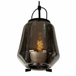 Suspension Verre Fumé-Luminaires Lucide Suspension Lucide SISKA Noir, 1 lumière