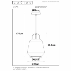 Suspension Verre Fumé-Luminaires Lucide Suspension Lucide SISKA Noir, 1 lumière