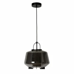 Suspension Verre Fumé-Luminaires Lucide Suspension Lucide SISKA Noir, 1 lumière