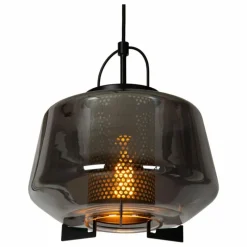 Suspension Verre Fumé-Luminaires Lucide Suspension Lucide SISKA Noir, 1 lumière