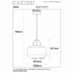 Suspension Verre Fumé-Luminaires Lucide Suspension Lucide SISKA Noir, 1 lumière