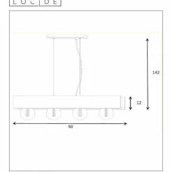 Luminaires Rustiques-Luminaires Lucide Suspension Lucide SURTUS Noir, 4 lumières