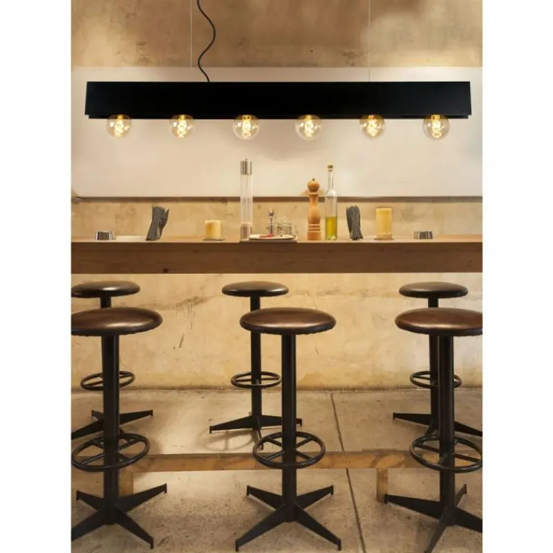 Luminaires Rustiques-Luminaires Lucide Suspension Lucide SURTUS Noir, 6 lumières