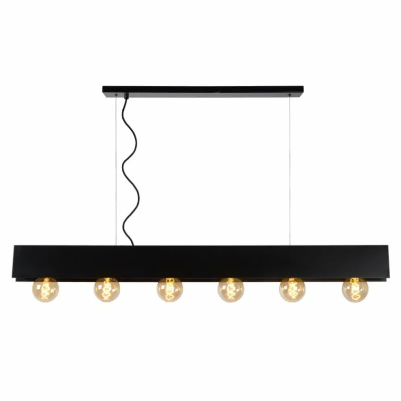 Luminaires Rustiques-Luminaires Lucide Suspension Lucide SURTUS Noir, 6 lumières