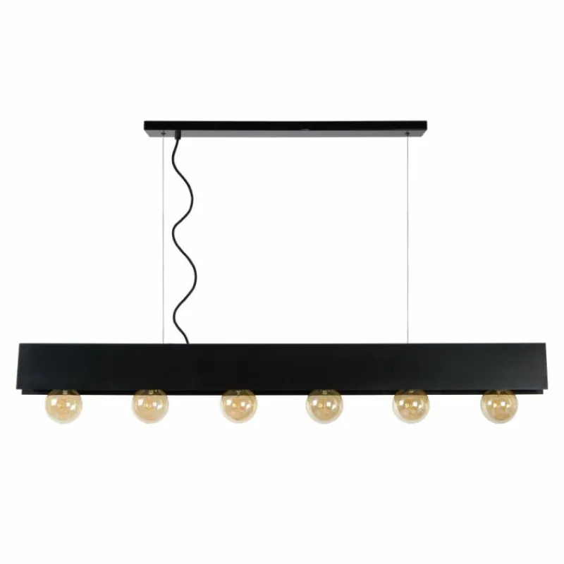 Luminaires Rustiques-Luminaires Lucide Suspension Lucide SURTUS Noir, 6 lumières