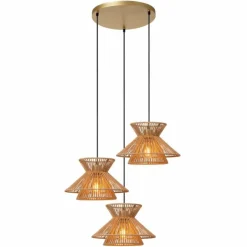 Lampes Dorées-Luminaires Lucide Suspension Lucide TASMAN Or, Laiton, 3 lumières
