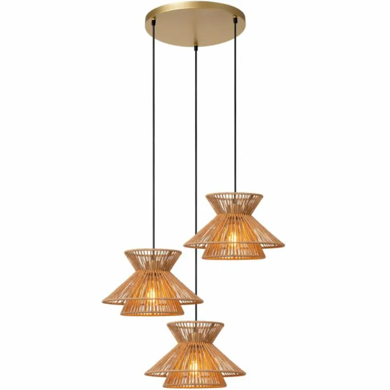 Lampes Dorées-Luminaires Lucide Suspension Lucide TASMAN Or, Laiton, 3 lumières