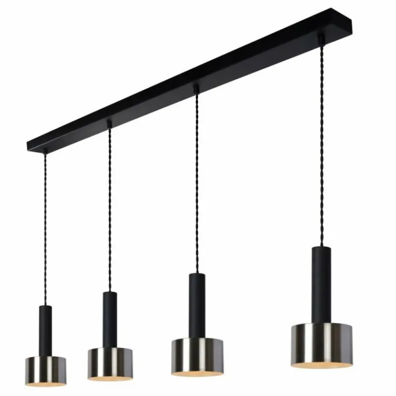 Luminaires Scandinaves-Luminaires Lucide Suspension Lucide TEUN Noir, 4 lumières