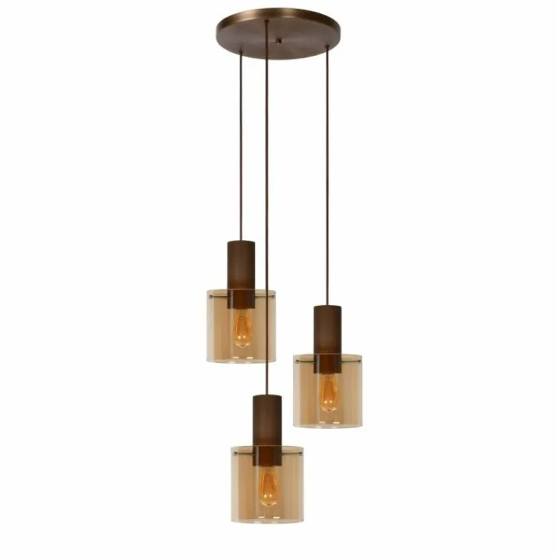 Luminaires Lucide Suspension Lucide TOLEDO Cuivre, 3 lumières