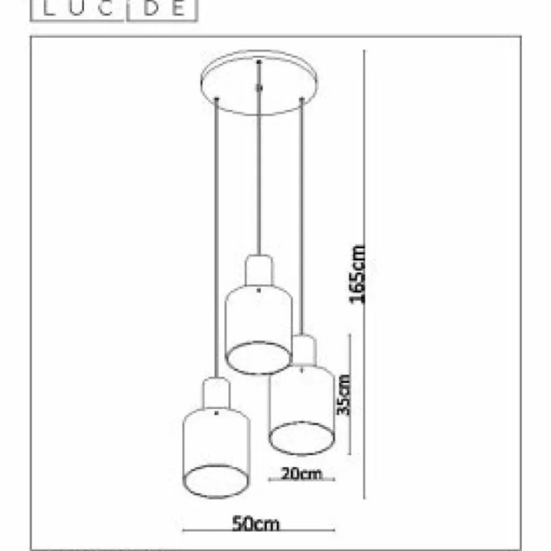 Luminaires Lucide Suspension Lucide TOLEDO Cuivre, 3 lumières