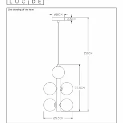 Luminaires Scandinaves-Luminaires Lucide Suspension Lucide TYCHO Noir, 6 lumières