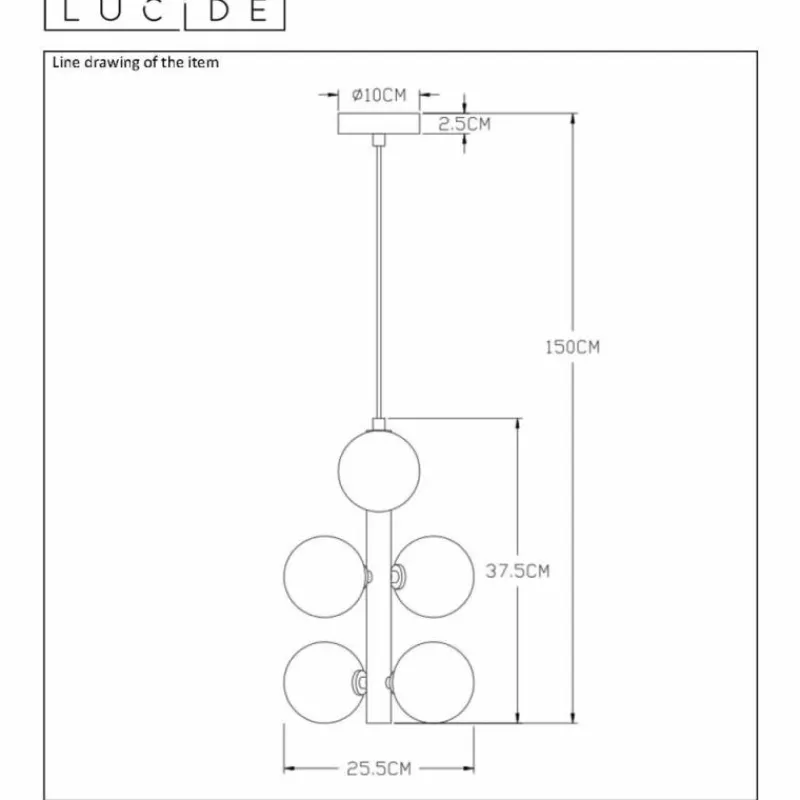 Luminaires Scandinaves-Luminaires Lucide Suspension Lucide TYCHO Noir, 6 lumières