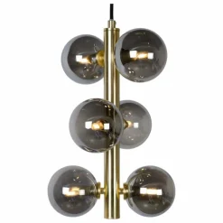 Luminaires Rustiques-Luminaires Lucide Suspension Lucide TYCHO Or, 6 lumières